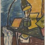 Władysław Kozioł | Nr ewid. 0142 | wym. 28,8x39,7 cm, technika: kredka żywiczna, papier Władysław Kozioł | Nr ewid. 0142 | wym. 28,8x39,7 cm, technika: kredka żywiczna, papier